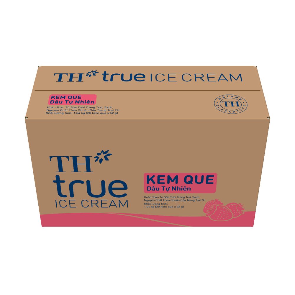 Thùng 20 Que Kem Que Dâu TH true ICE CREAM 52 g ảnh 3