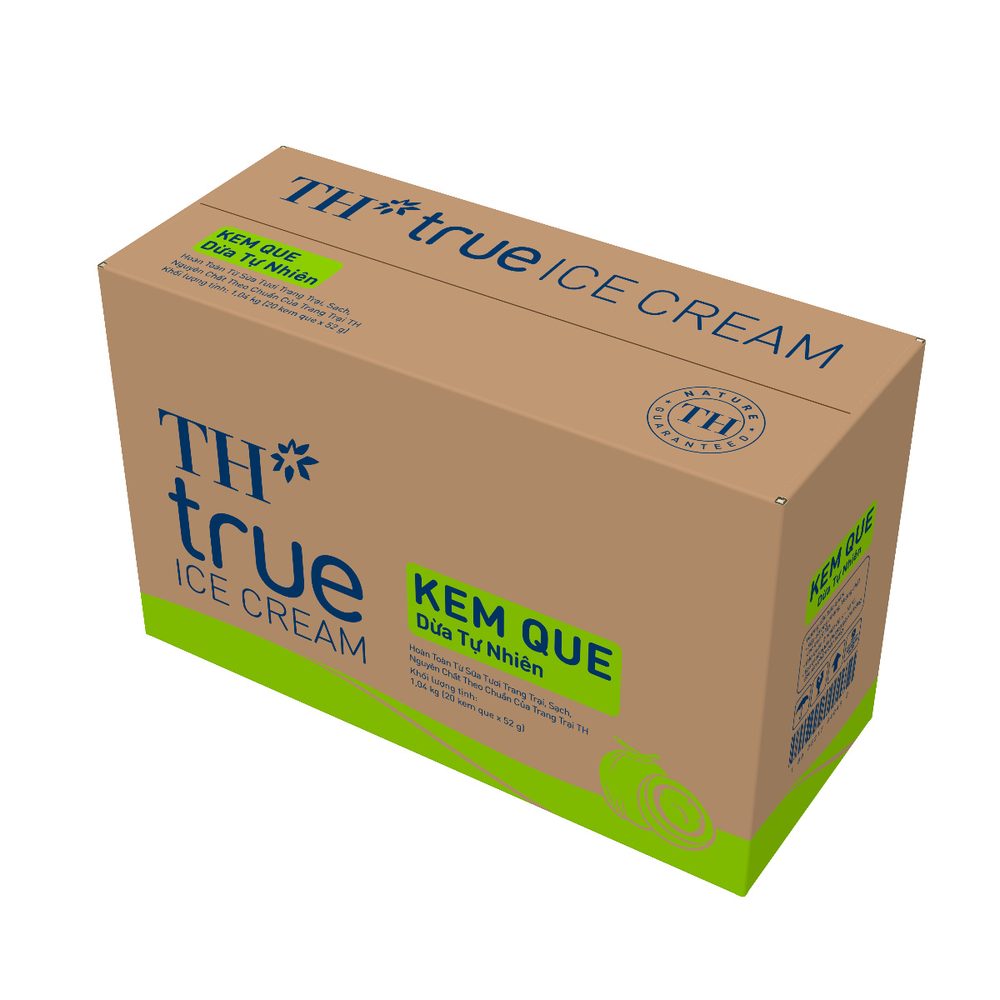 Thùng 20 Que Kem Que Dừa Tự Nhiên TH true ICE CREAM 52 g
