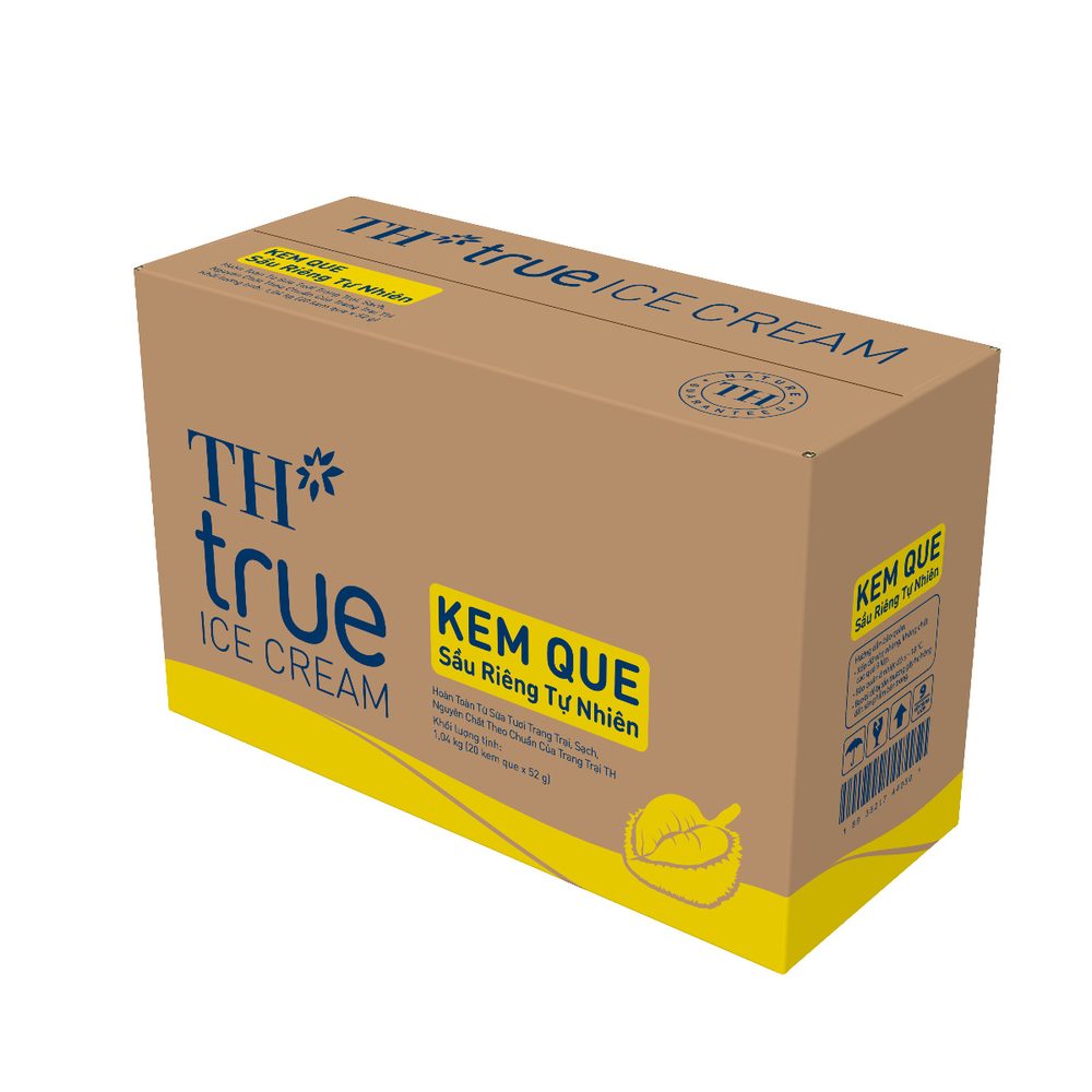 Thùng 20 Que Kem Que Sầu Riêng TH true ICE CREAM 52 g