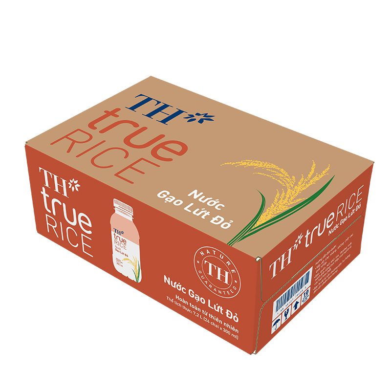 Thùng 24 Chai Nước Gạo Lứt Đỏ TH true RICE 300 ml