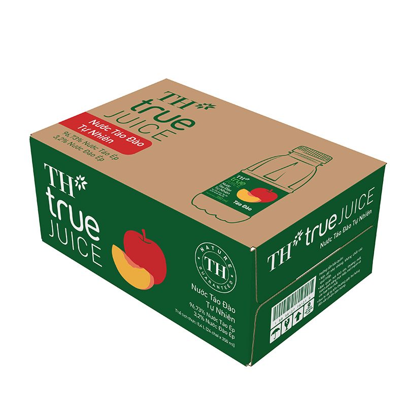 Thùng 24 Chai Nước Táo Đào Tự Nhiên TH true JUICE 350 ml