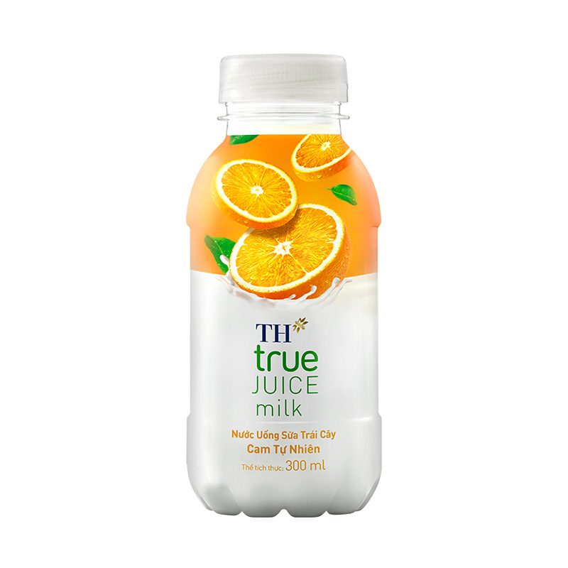 Thùng 24 Chai Nước Uống Sữa Trái Cây Cam Tự Nhiên TH true JUICE milk 300 ml