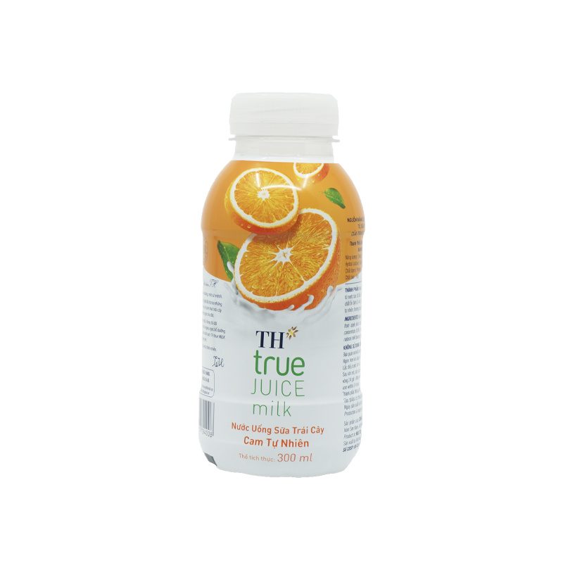Thùng 24 Chai Nước Uống Sữa Trái Cây Cam Tự Nhiên TH true JUICE milk 300 ml ảnh 2