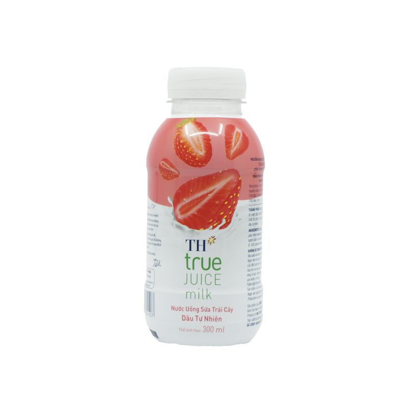 Thùng 24 Chai Nước Uống Sữa Trái Cây Dâu Tự Nhiên TH true JUICE milk 300 ml