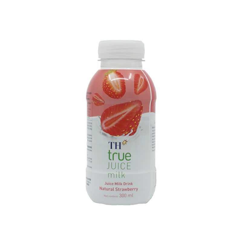 Thùng 24 Chai Nước Uống Sữa Trái Cây Dâu Tự Nhiên TH true JUICE milk 300 ml ảnh 2