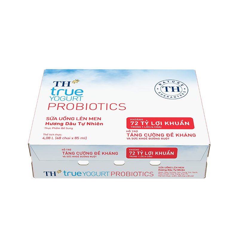 Thùng 48 Chai Sữa Uống Lên Men Hương Dâu Tự Nhiên TH true YOGURT PROBIOTICS 85ml ảnh 2