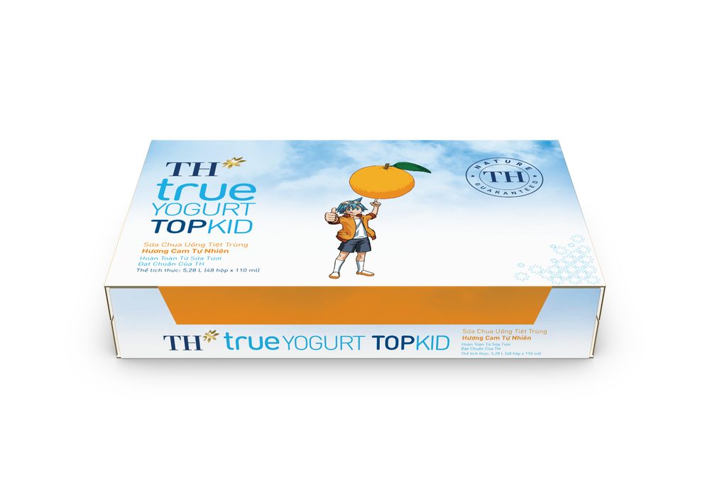 Thùng 48 Hộp Sữa Chua Uống Tiệt Trùng Hương Cam Tự Nhiên TH true YOGURT TOPKID 110 ml
