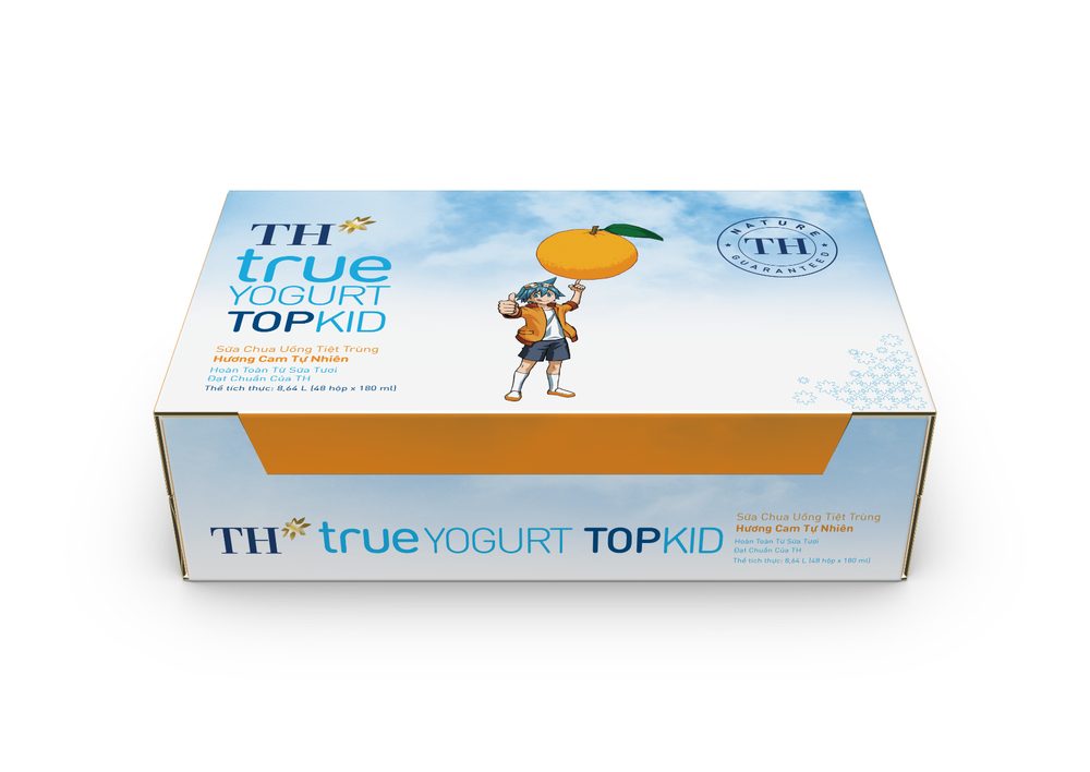 Thùng 48 Hộp Sữa Chua Uống Tiệt Trùng Hương Cam Tự Nhiên TH true YOGURT TOPKID 180ml