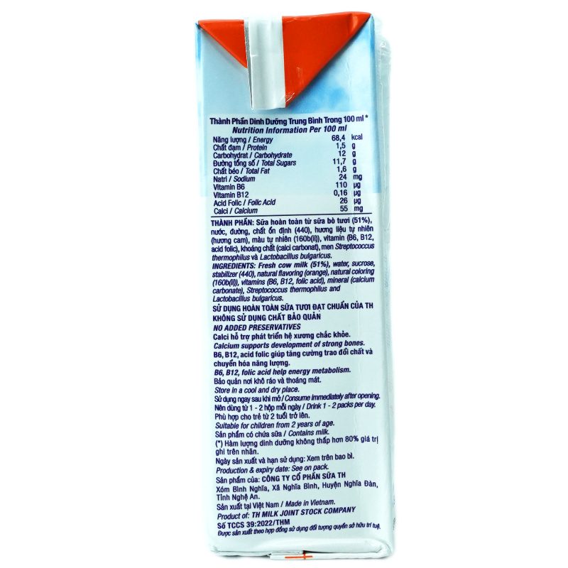 Thùng 48 Hộp Sữa Chua Uống Tiệt Trùng Hương Cam Tự Nhiên TH true YOGURT TOPKID 180ml ảnh 6