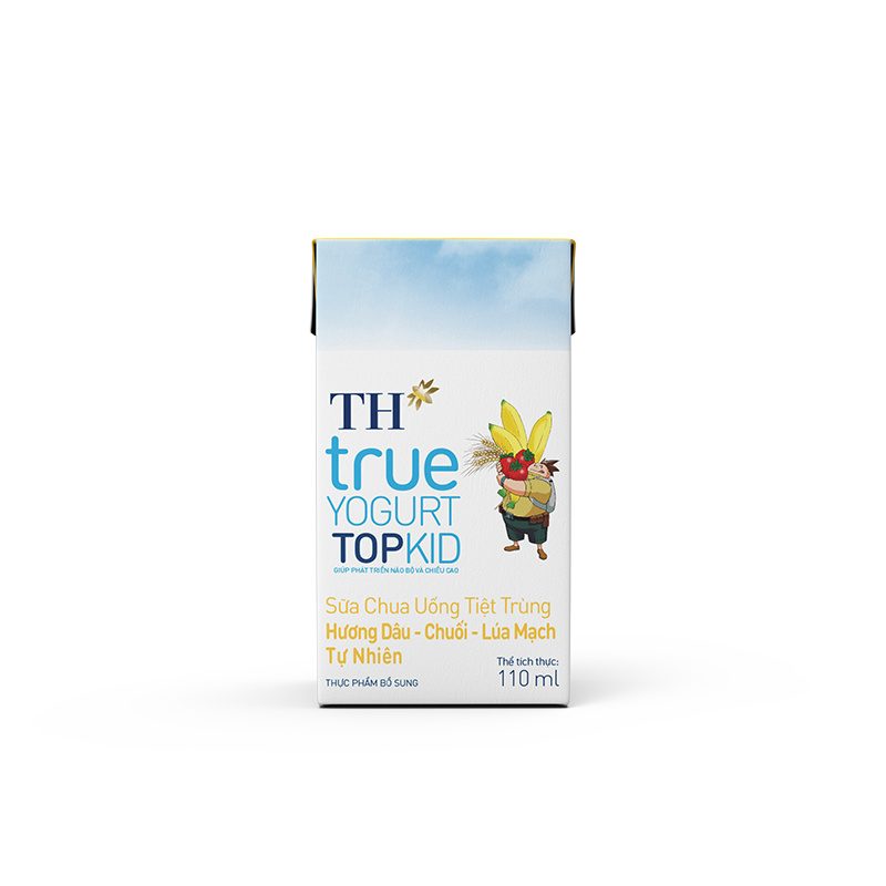 Thùng 48 Hộp Sữa Chua Uống Tiệt Trùng Hương Dâu - Chuối - Lúa Mạch Tự Nhiên TH true YOGURT TOPKID 110 ml ảnh 2