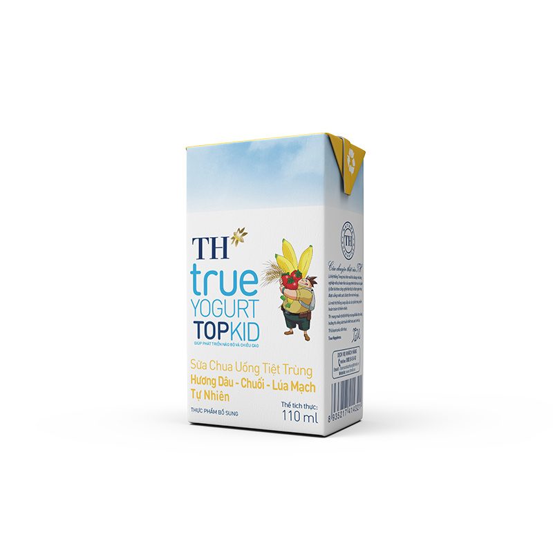 Thùng 48 Hộp Sữa Chua Uống Tiệt Trùng Hương Dâu - Chuối - Lúa Mạch Tự Nhiên TH true YOGURT TOPKID 110 ml ảnh 3