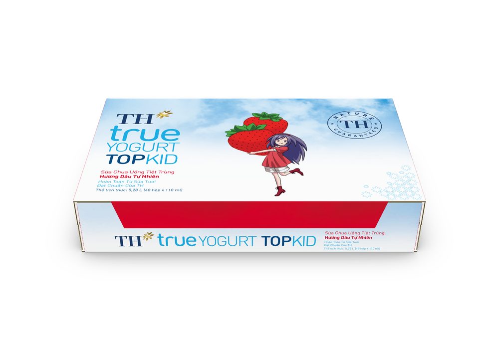 Thùng 48 Hộp Sữa Chua Uống Tiệt Trùng Hương Dâu Tự Nhiên TH true YOGURT TOPKID 110 ml