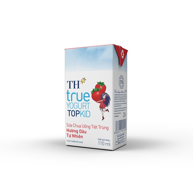 Thùng 48 Hộp Sữa Chua Uống Tiệt Trùng Hương Dâu Tự Nhiên TH true YOGURT TOPKID 110 ml ảnh 3