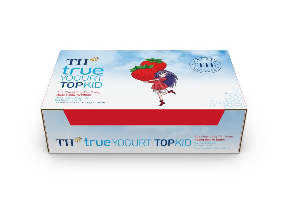Thùng 48 Hộp Sữa Chua Uống Tiệt Trùng Hương Dâu Tự Nhiên TH true YOGURT TOPKID 180ml