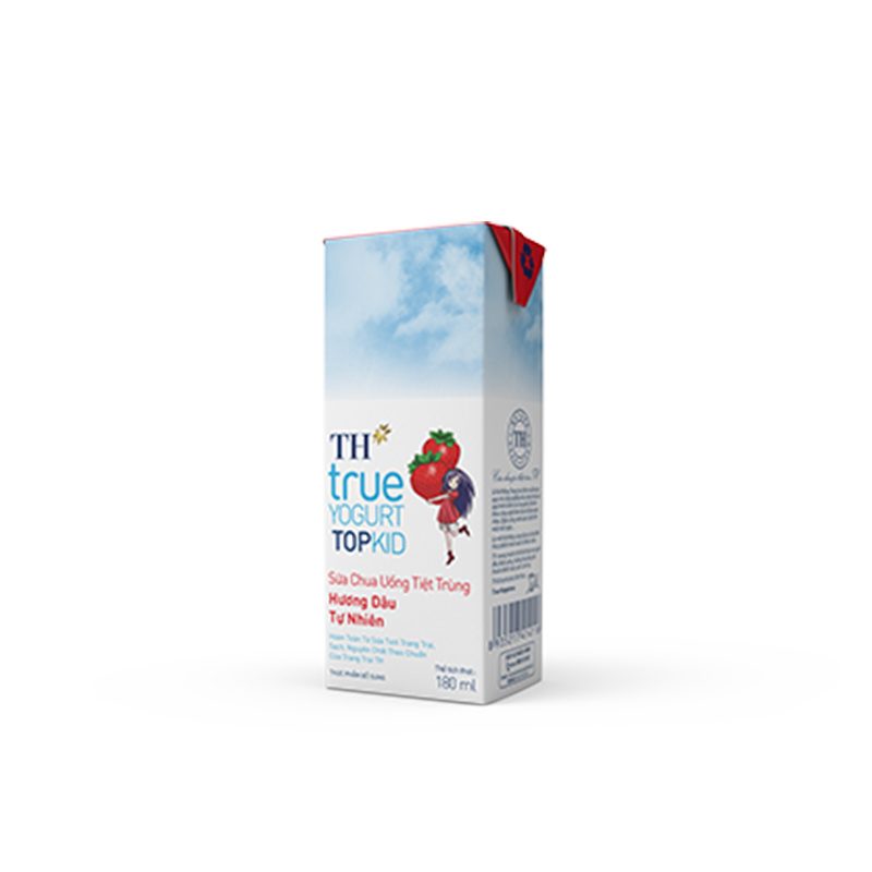 Thùng 48 Hộp Sữa Chua Uống Tiệt Trùng Hương Dâu Tự Nhiên TH true YOGURT TOPKID 180ml ảnh 4