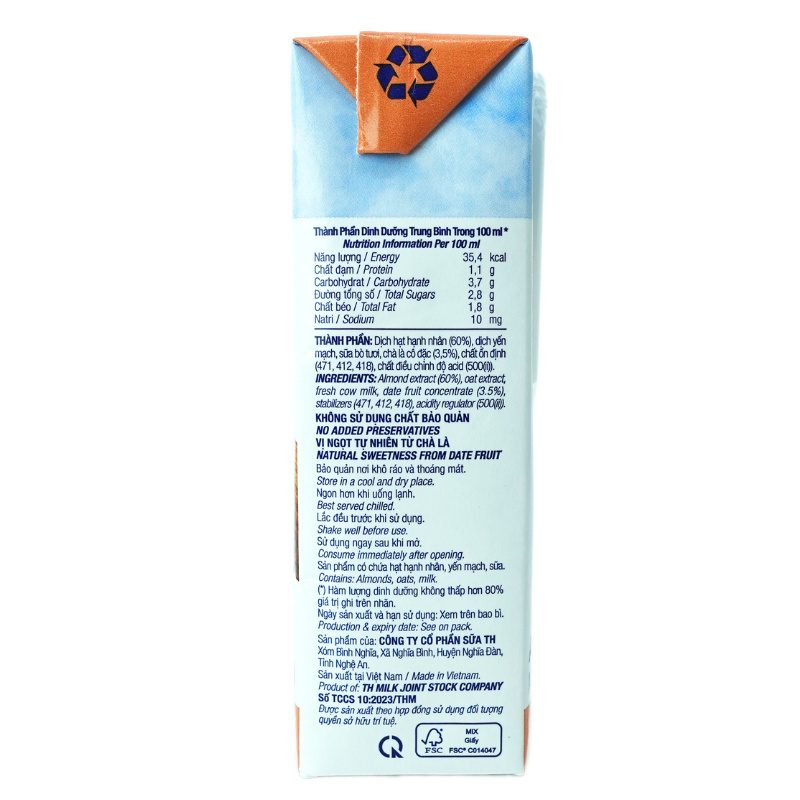Thùng 48 Hộp Sữa Hạt Hạnh Nhân TH true NUT 180 ml ảnh 5