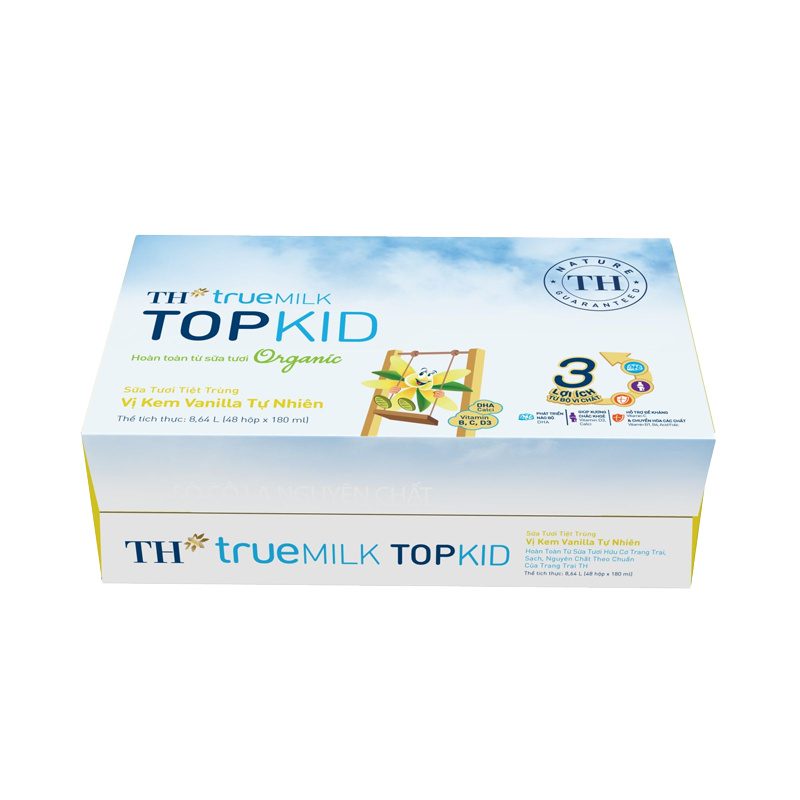 Thùng 48 Hộp Sữa Tươi Tiệt Trùng Vị Kem Vanilla Tự Nhiên TH true MILK TOPKID