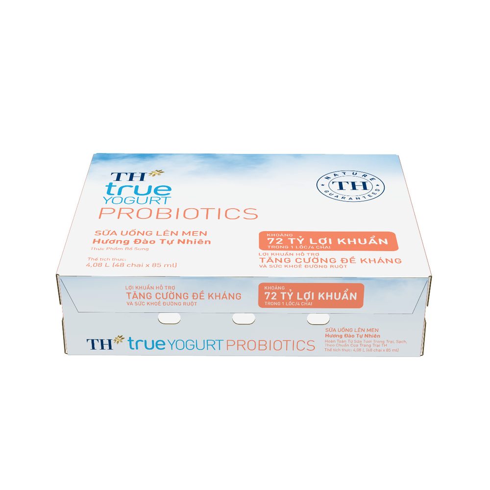 Thùng 48 hộp Sữa Uống Lên Men Hương Đào Tự Nhiên TH true YOGURT PROBIOTICS 85 ml ảnh 2