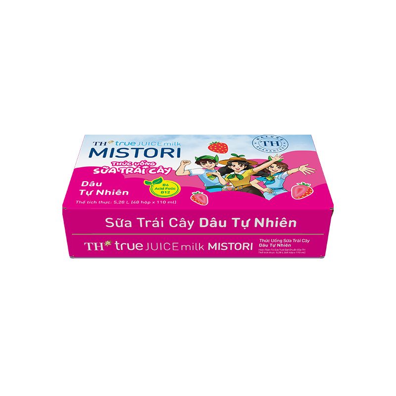 Thùng 48 Hộp Thức Uống Sữa Trái Cây Dâu Tự Nhiên TH true JUICE milk MISTORI 110 ml ảnh 2