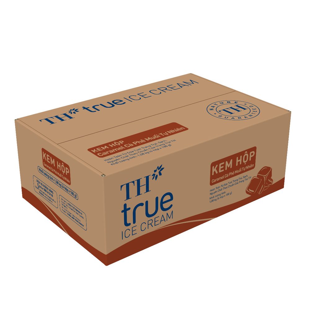 Thùng 6 Hộp Kem Hộp Caramel Cà Phê Muối Tự Nhiên TH true ICE CREAM 180g
