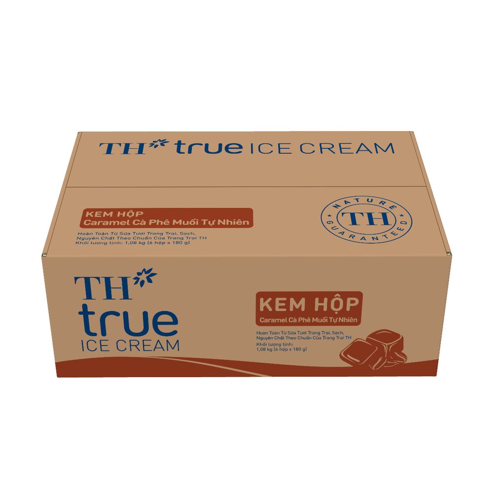 Thùng 6 Hộp Kem Hộp Caramel Cà Phê Muối Tự Nhiên TH true ICE CREAM 180g ảnh 2