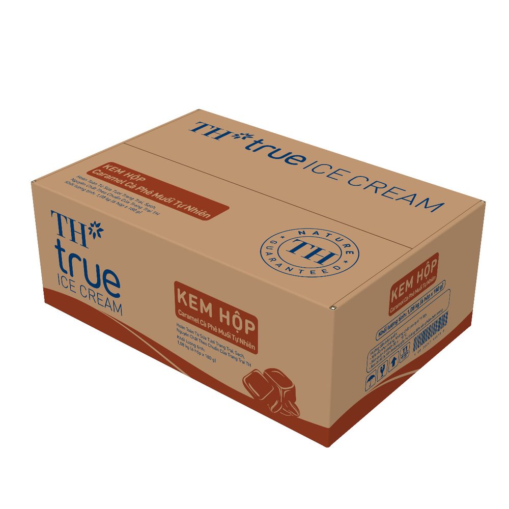 Thùng 6 Hộp Kem Hộp Caramel Cà Phê Muối Tự Nhiên TH true ICE CREAM 180g ảnh 3