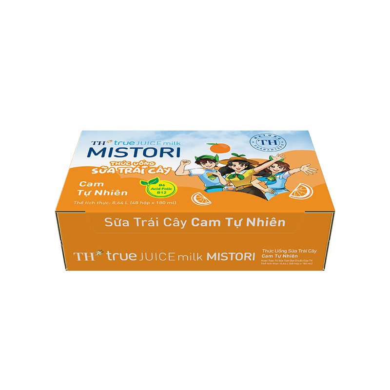 Thùng Thức uống Sữa Trái Cây Cam Tự Nhiên TH true JUICE milk MISTORI 180 ml