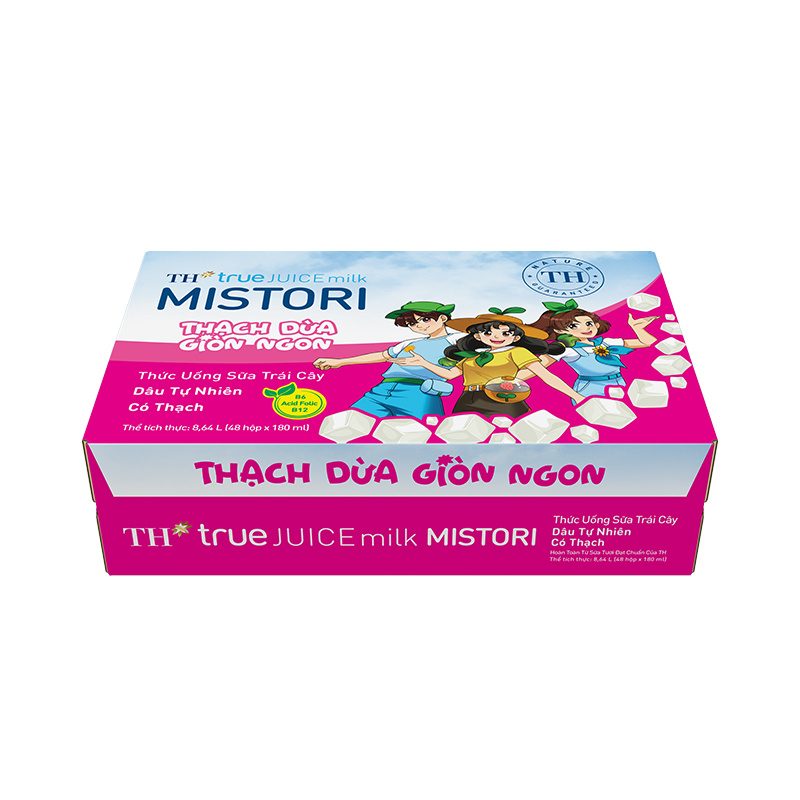 Thùng Thức uống Sữa Trái Cây Dâu Tự Nhiên Có Thạch TH true JUICE milk MISTORI 180 ml