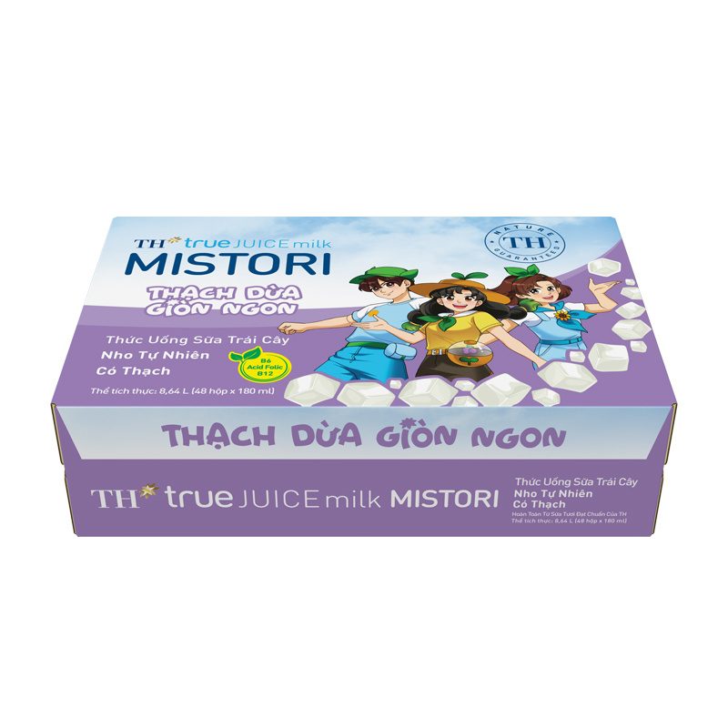 Thùng Thức uống Sữa Trái Cây Nho Tự Nhiên Có Thạch TH true JUICE milk MISTORI 180 ml ảnh 2