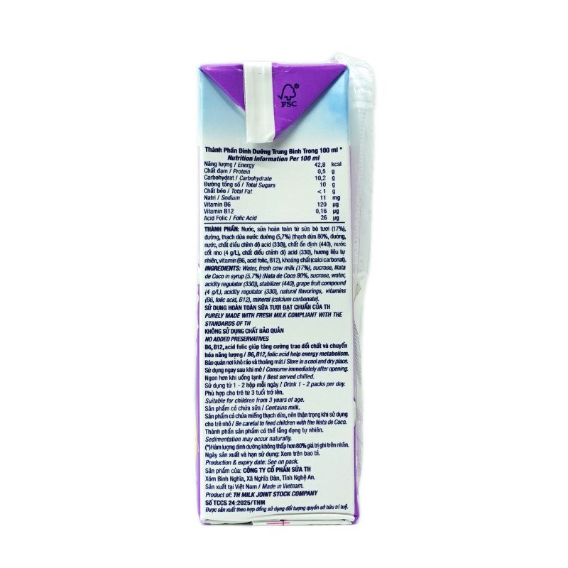 Thùng Thức uống Sữa Trái Cây Nho Tự Nhiên Có Thạch TH true JUICE milk MISTORI 180 ml ảnh 3