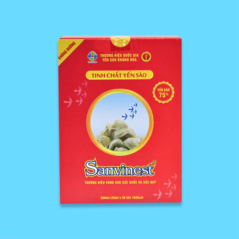 Tinh chất Yến sào Khánh Hòa Sanvinest không đường - Hộp 20 túi 25ml